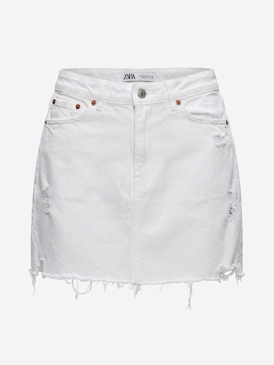 Zara Dresses & Skirts - Zara white distressed denim mini skirt - size XS 🌟